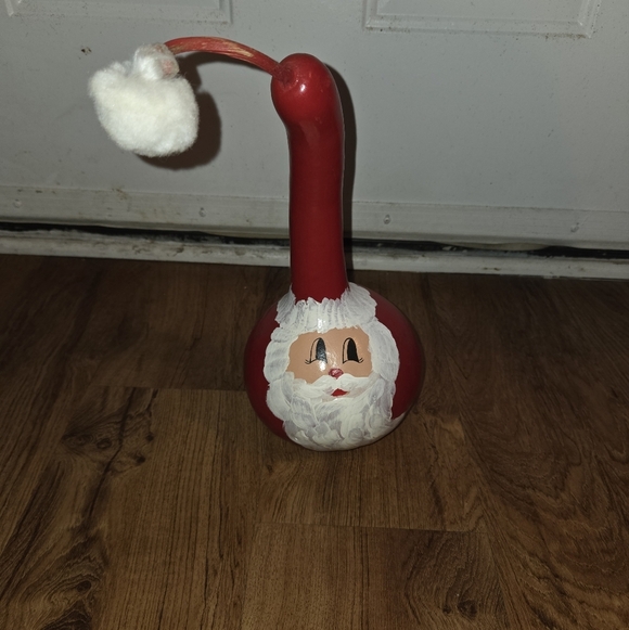 Hand Painted Vintage Gourd Santa  Vintage Rattle Anthropomorphic - Picture 1 of 5